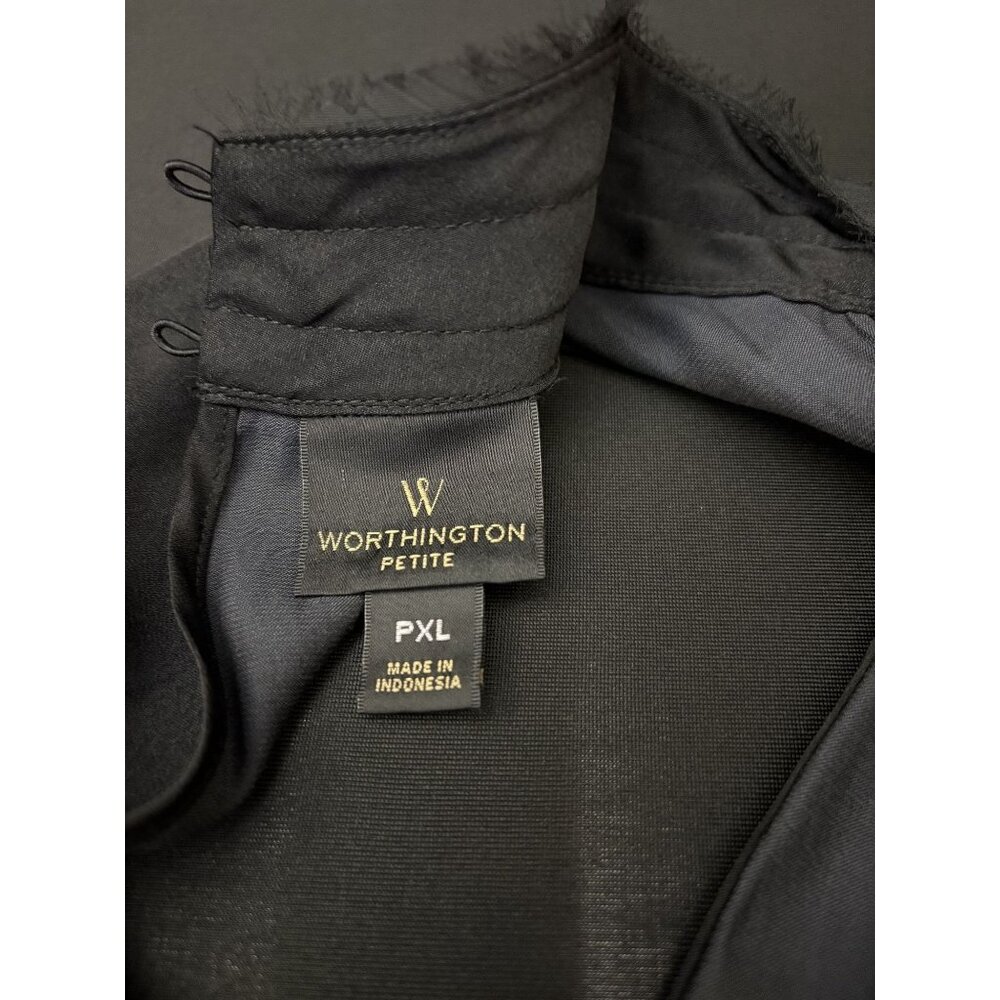 WORTHINGTON Womens Black Sleeveless Mock Neck Blouse Keyhole Back Flowing PXL - Picture 10 of 11